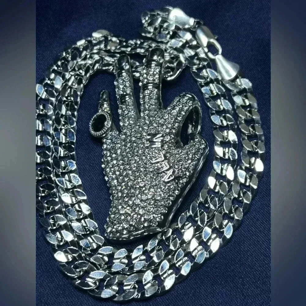 All IN Hand Pendant & Cuban Necklace